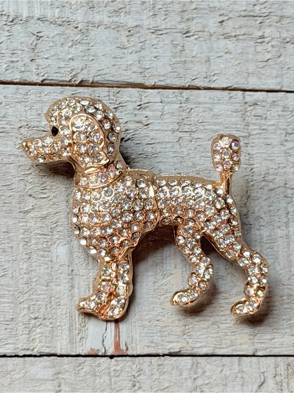 Poodle Brooch w/clear rhinestones